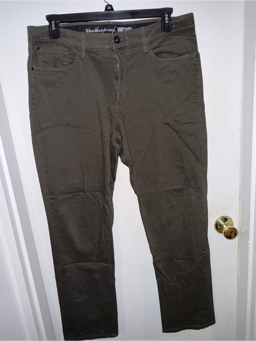 Weatherproof Olive Green Straight Fit Chinos 36x32